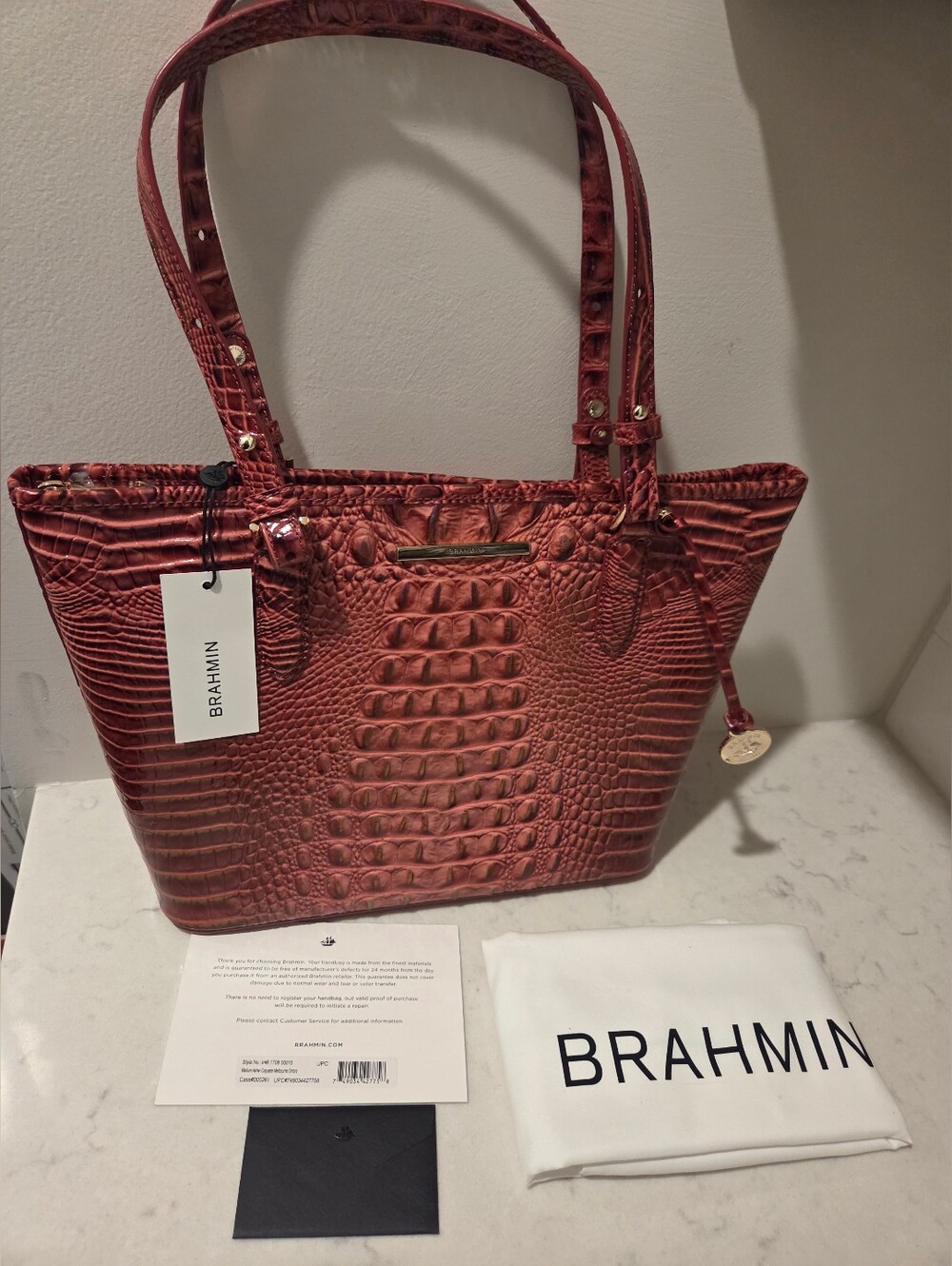 NWT Brahmin Medium Asher Coquette Pink Rose Tote Dustbag